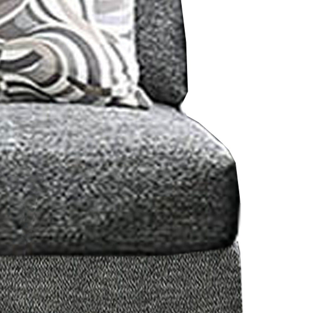 Chenille Fabric Upholstered Armless Chair With Pillow, Dark Gray By Benzara | Accent Chairs |  Modishstore  - 3