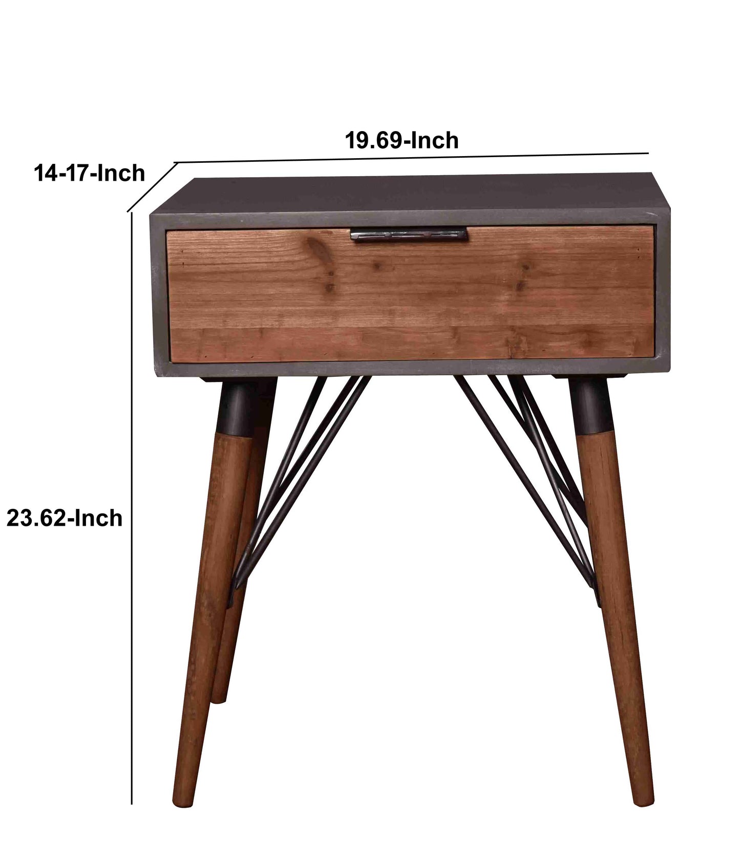 Wooden Side Table With Single Drawer And Angled Legs, Gray And Brown By Benzara | Side Tables |  Modishstore  - 6
