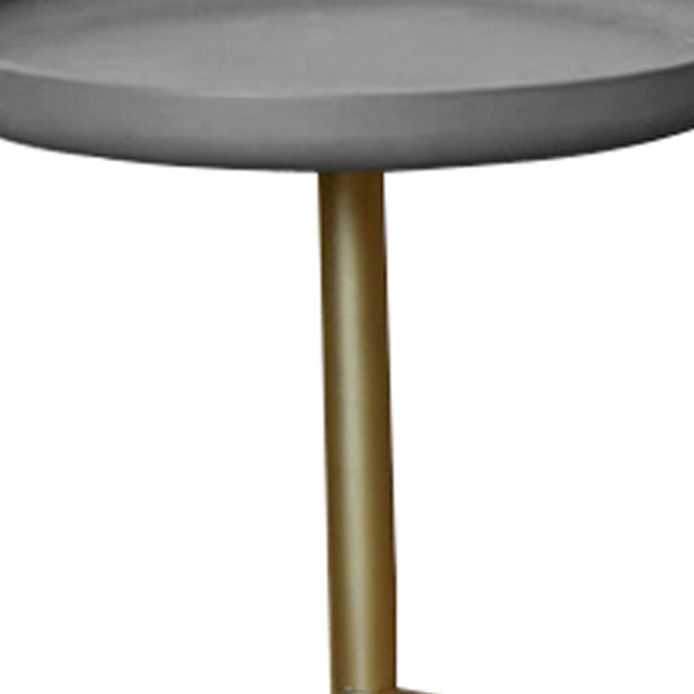 Round Wooden Side Table With Tripod Base, Large, Gold And Gray By Benzara | Side Tables |  Modishstore  - 4