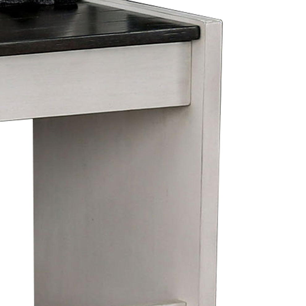 Wooden Counter Height Bench With Lift Top Seat, White And Black By Benzara | Benches |  Modishstore  - 3