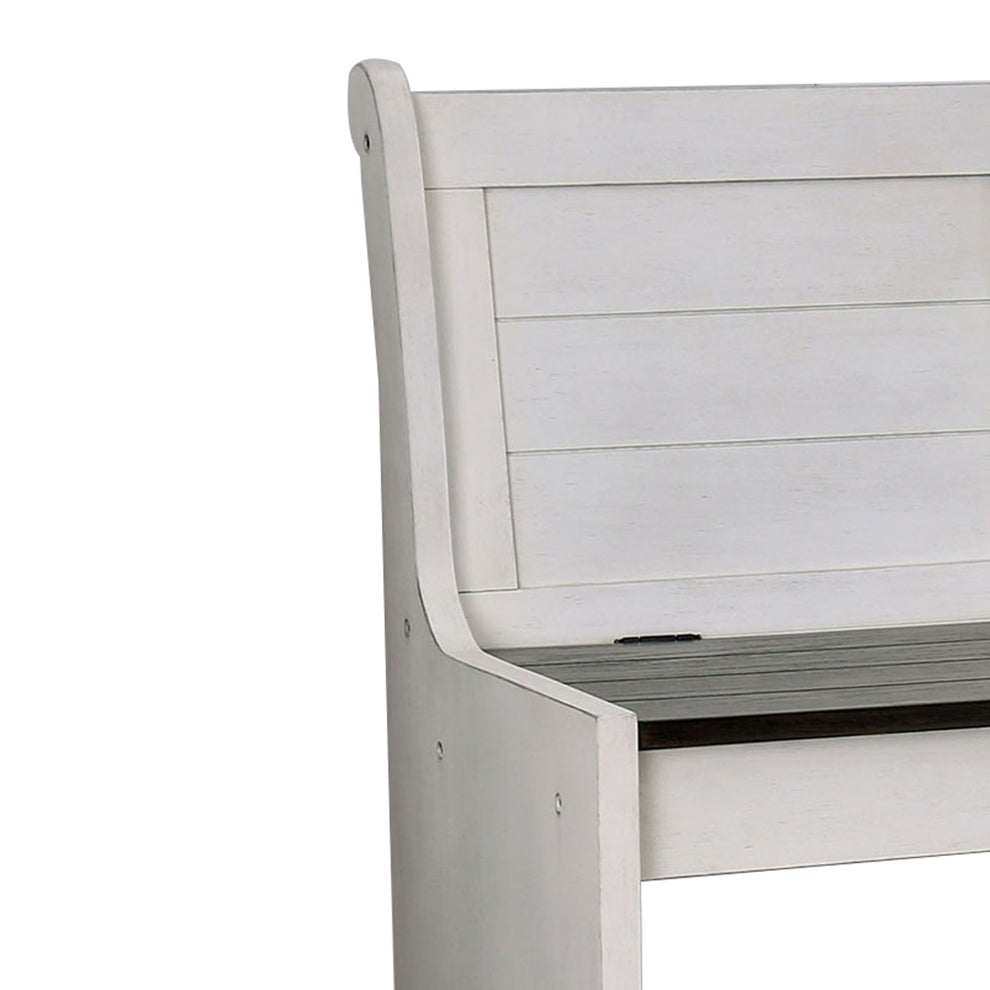 Wooden Counter Height Bench With Lift Top Seat, White And Black By Benzara | Benches |  Modishstore  - 5