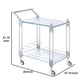 Metal And Mirror Rectangular Serving Cart With Open Shelf, Silver By Benzara | Bar Carts |  Modishstore  - 2