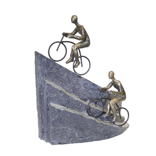 Transitional Polyresin Bike Riders Mountain Figurine, Bronze By Benzara | Sculptures |  Modishstore 