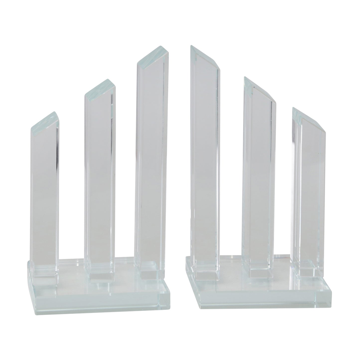 Glass Made Pillar Statuette Bookend, Pair Of 2, Clear By Benzara | Bookends |  Modishstore  - 2