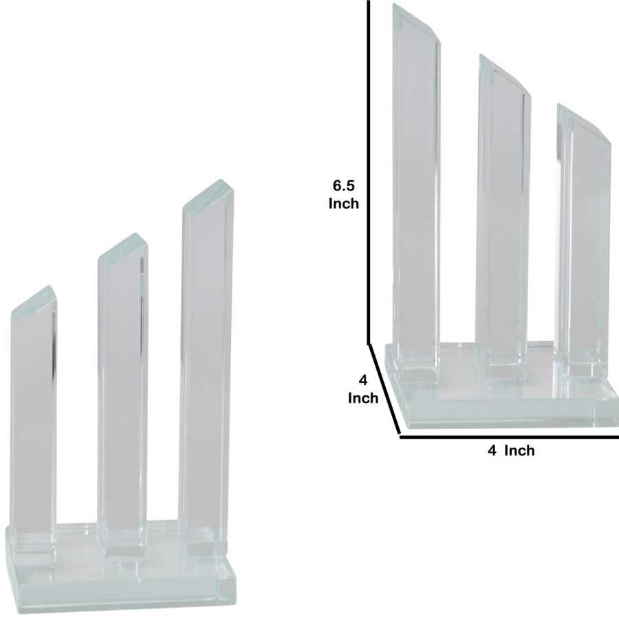 Glass Made Pillar Statuette Bookend, Pair Of 2, Clear By Benzara | Bookends |  Modishstore 