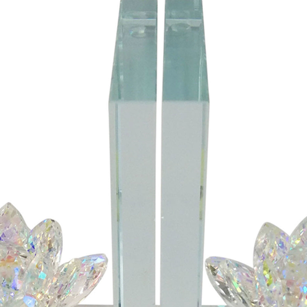 Glass Made Lotus Statuette Bookend, Pair Of 2, Clear By Benzara | Bookends |  Modishstore  - 2