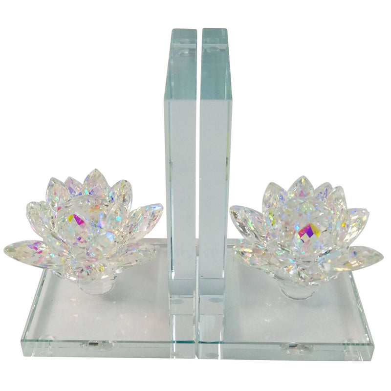 Glass Made Lotus Statuette Bookend, Pair Of 2, Clear By Benzara | Bookends |  Modishstore 