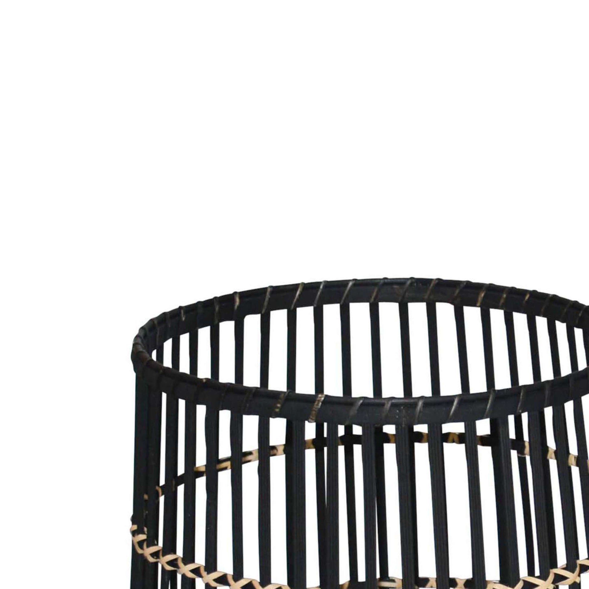 Drum Shaped Open Cage Bamboo Planter With Angled Legs, Set Of 3, Black By Benzara | Planters, Troughs & Cachepots |  Modishstore  - 3