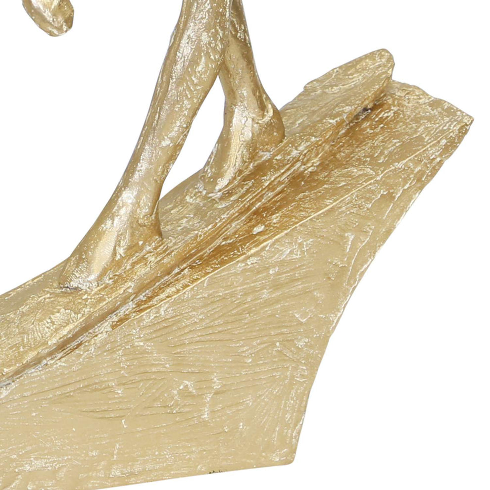 Miniature Polyresin Surfing Couple Statuetted, Gold By Benzara | Sculptures |  Modishstore  - 3