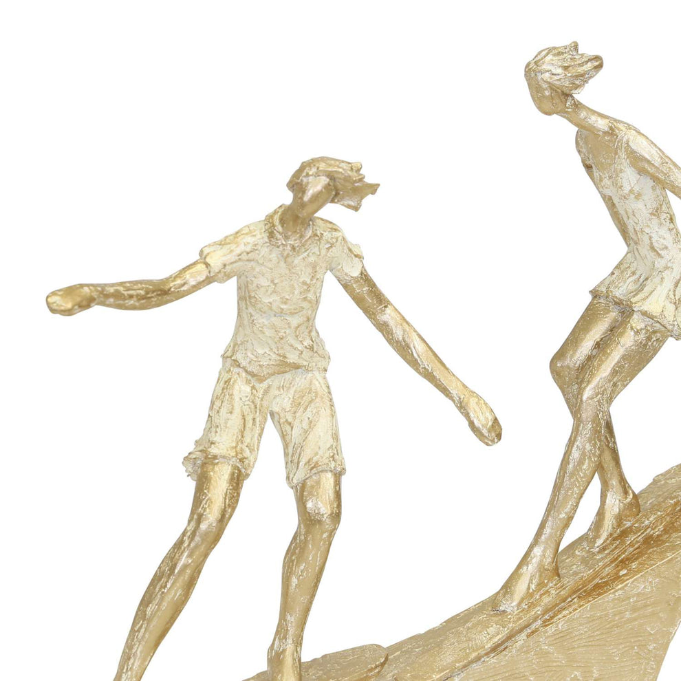 Miniature Polyresin Surfing Couple Statuetted, Gold By Benzara | Sculptures |  Modishstore  - 2