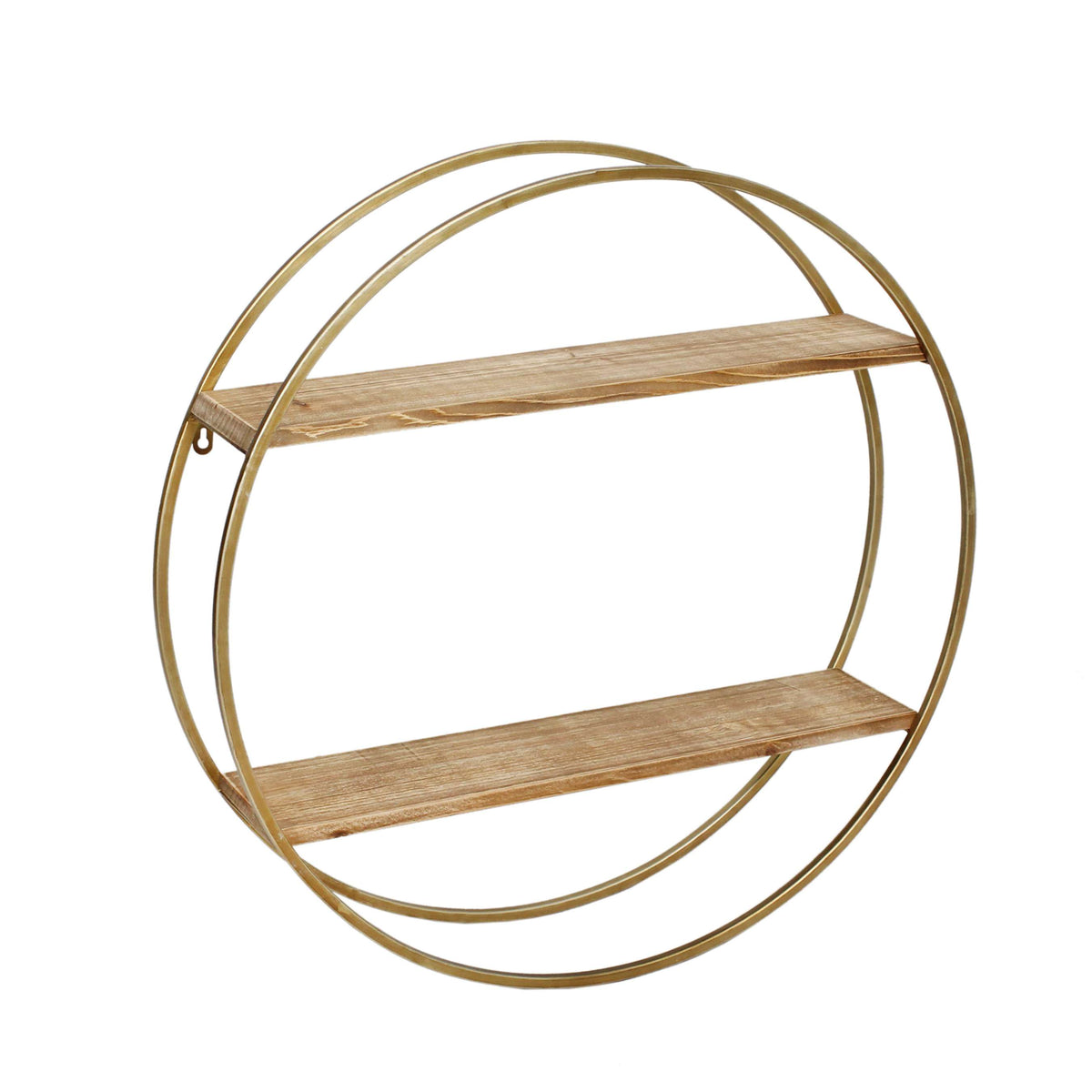 Wood And Metal Wall Shelf With 2 Open Shelves, Brown And Gold By Benzara | Wall Shelf |  Modishstore 