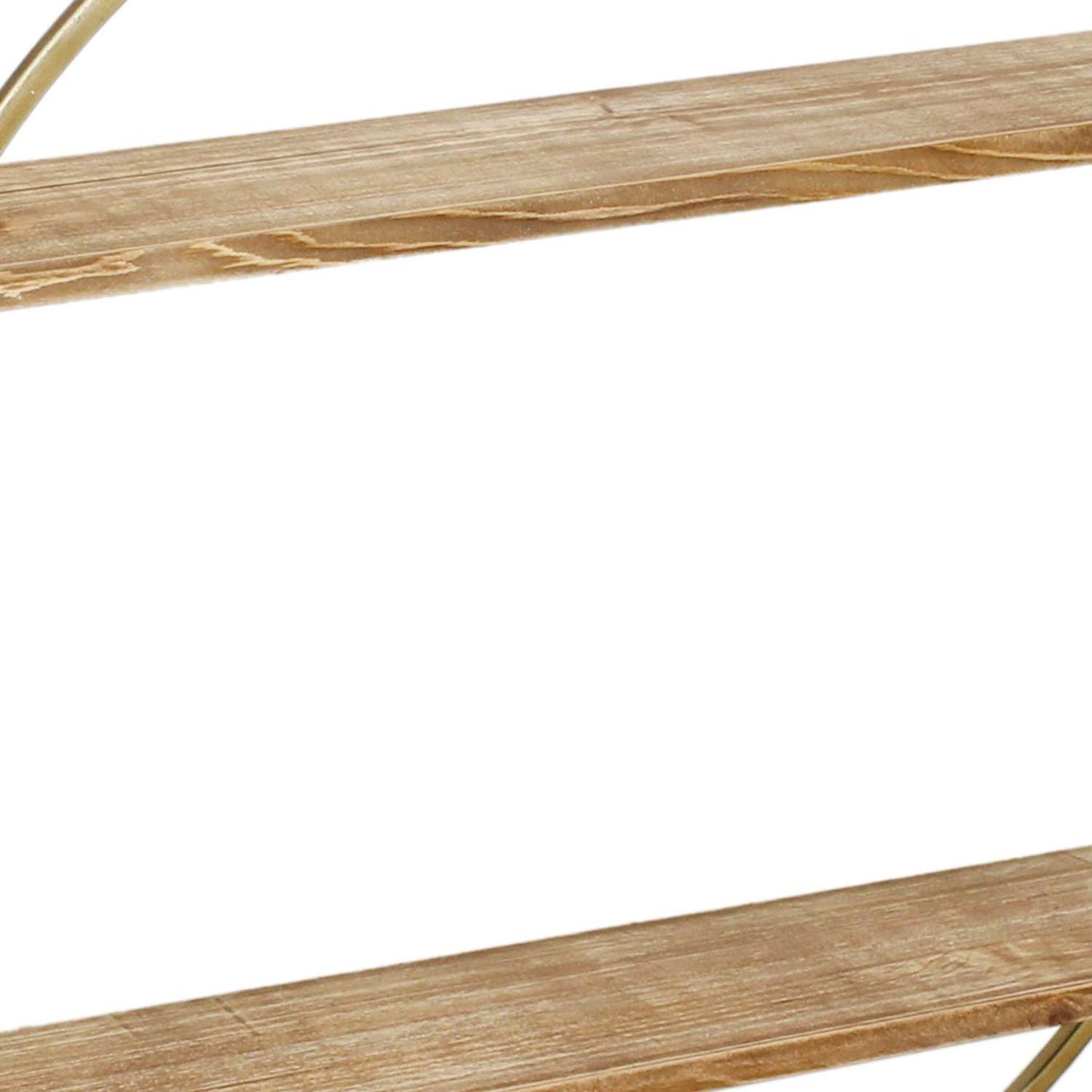 Wood And Metal Wall Shelf With 2 Open Shelves, Brown And Gold By Benzara | Wall Shelf |  Modishstore  - 3