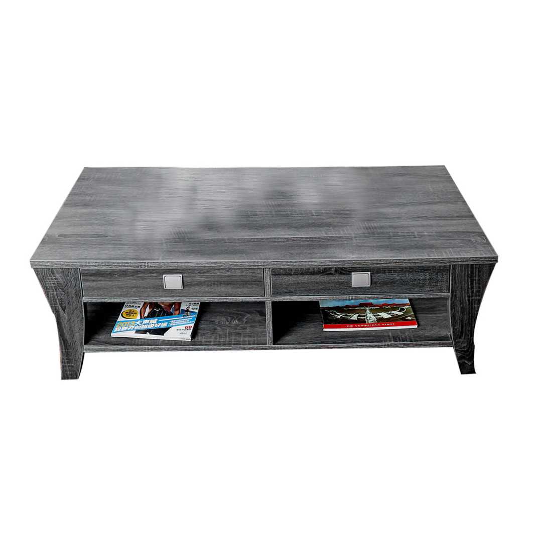 Low Rise Coffee Table With Drawers And Bottom Shelves, Gray By Benzara | Coffee Tables |  Modishstore 