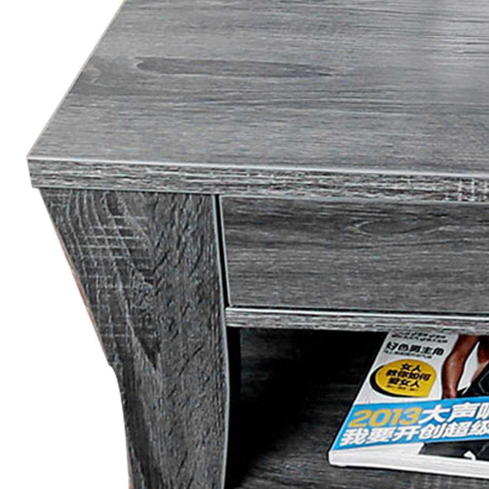 Low Rise Coffee Table With Drawers And Bottom Shelves, Gray By Benzara | Coffee Tables |  Modishstore  - 5