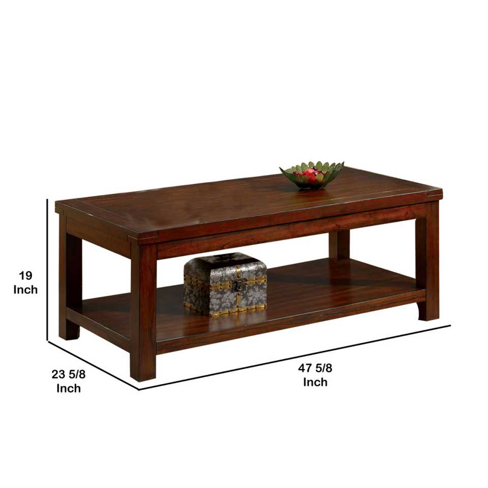 Traditional Coffee Table With Rectangular Top And Tapered Legs, Brown By Benzara | Coffee Tables |  Modishstore  - 5