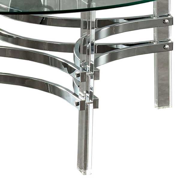 Coffee Table With Acrylic Legs And Metal Supports, Silver And Clear By Benzara | Coffee Tables |  Modishstore  - 5