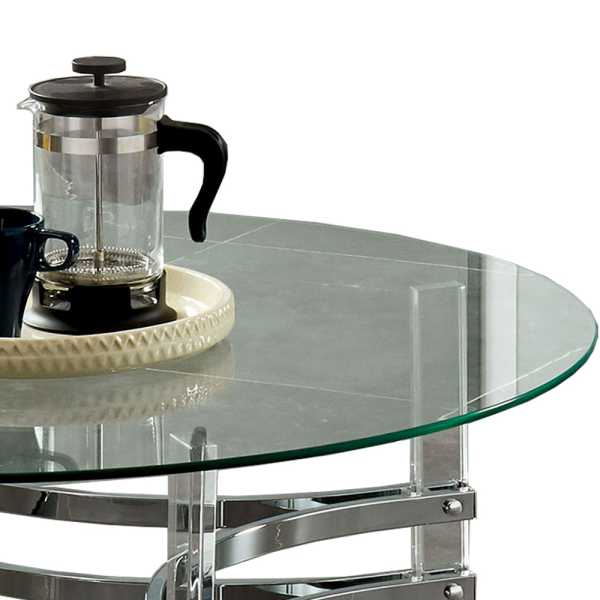 Coffee Table With Acrylic Legs And Metal Supports, Silver And Clear By Benzara | Coffee Tables |  Modishstore  - 3
