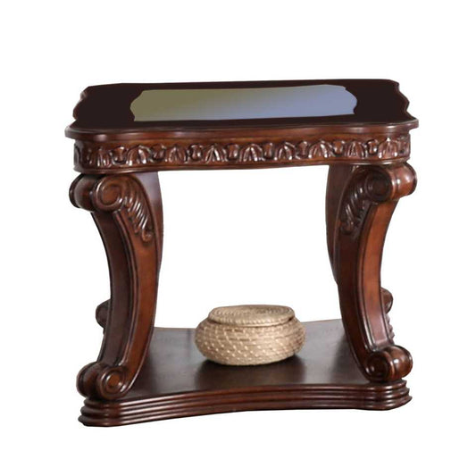 Traditional End Table With Cabriole Legs And Wooden Carving, Brown By Benzara | Side Tables |  Modishstore 