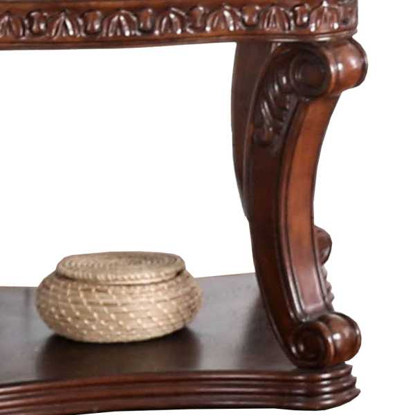 Traditional End Table With Cabriole Legs And Wooden Carving, Brown By Benzara | Side Tables |  Modishstore  - 4