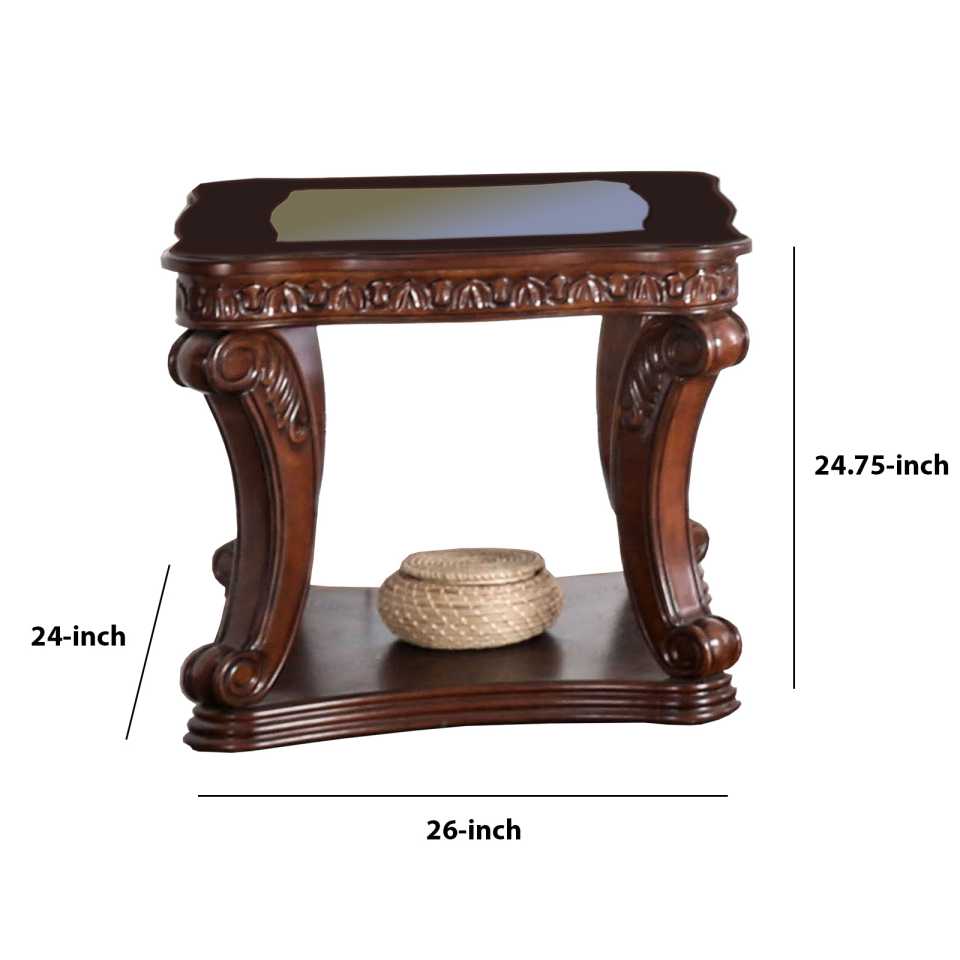 Traditional End Table With Cabriole Legs And Wooden Carving, Brown By Benzara | Side Tables |  Modishstore  - 2