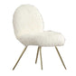 Faux Fur Upholstered Contemporary Metal Accent Chair, White And Gold By Benzara | Accent Chairs |  Modishstore 