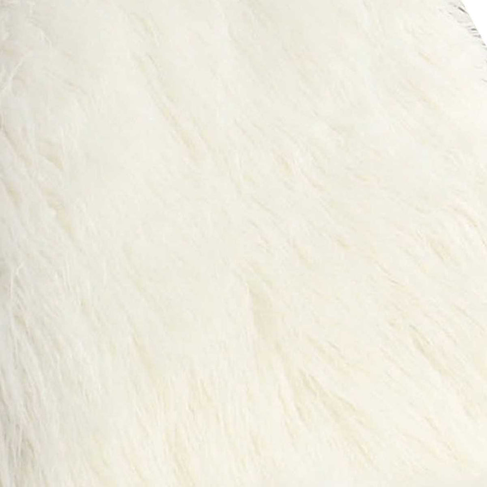 Faux Fur Upholstered Contemporary Metal Accent Chair, White And Gold By Benzara | Accent Chairs |  Modishstore  - 3