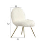 Faux Fur Upholstered Contemporary Metal Accent Chair, White And Gold By Benzara | Accent Chairs |  Modishstore  - 4