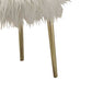 Faux Fur Upholstered Contemporary Metal Ottoman, White And Gold By Benzara | Ottomans |  Modishstore  - 3