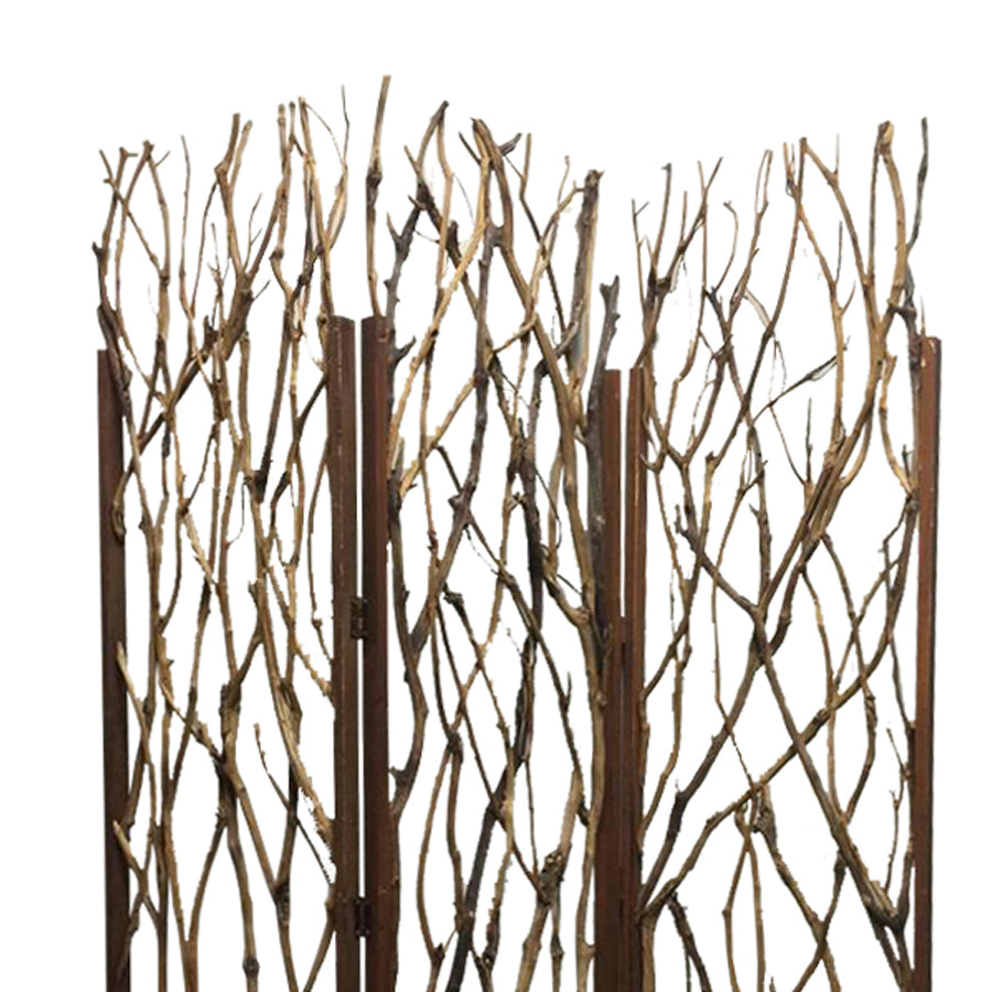 3 Panel Contemporary Foldable Wood Screen With Tree Branches, Brown By Benzara | Room Divider |  Modishstore  - 3