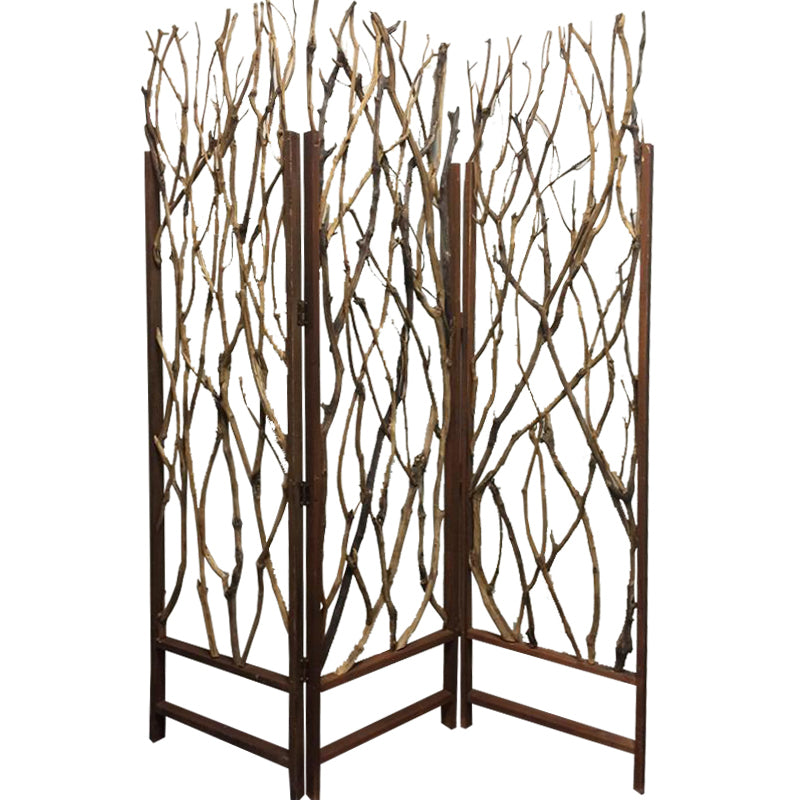 3 Panel Contemporary Foldable Wood Screen With Tree Branches, Brown By Benzara | Room Divider |  Modishstore 