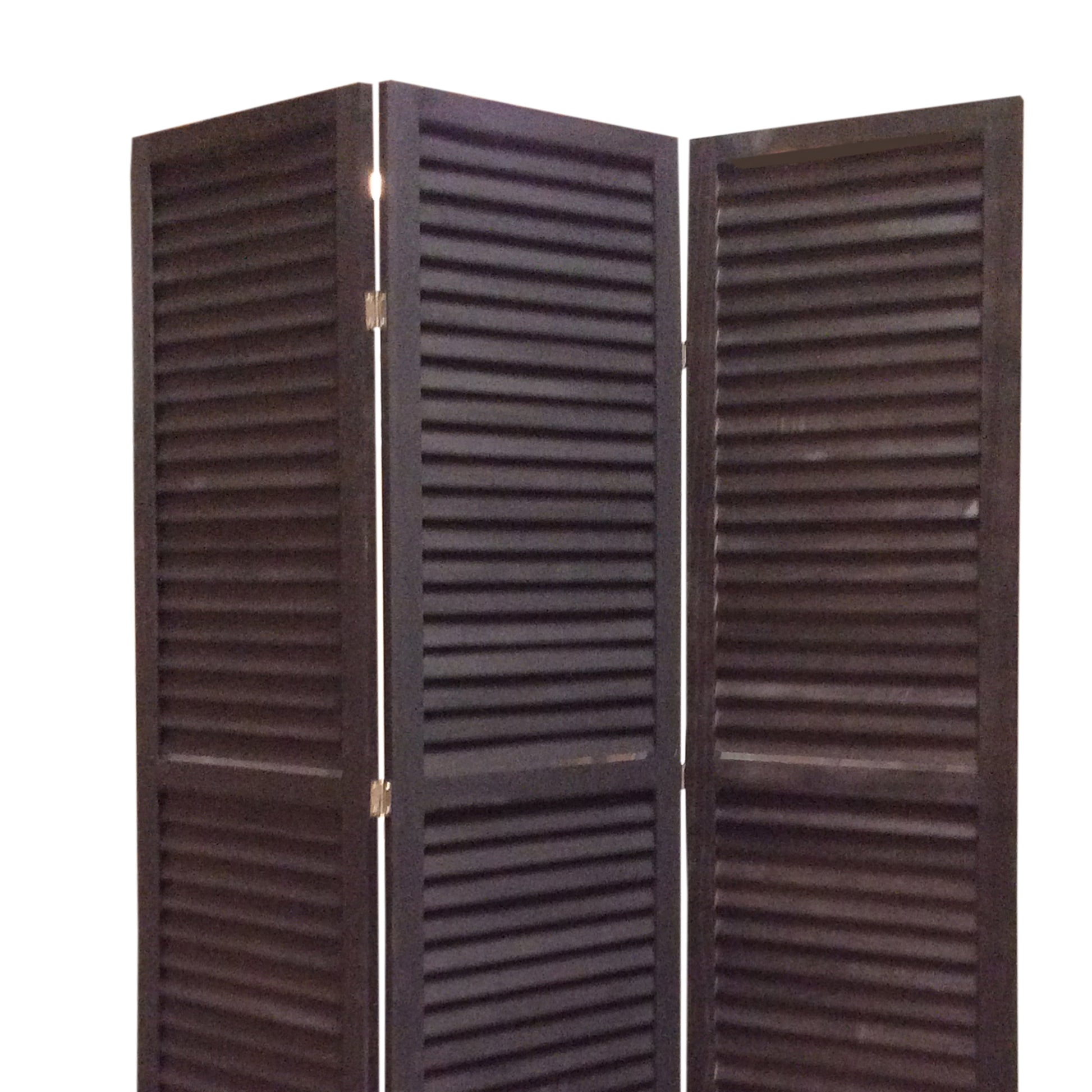 3 Panel Foldable Wooden Shutter Screen With Straight Legs, Black By Benzara | Room Divider |  Modishstore  - 3