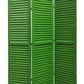 3 Panel Foldable Wooden Shutter Screen With Straight Legs, Green By Benzara | Room Divider |  Modishstore  - 4