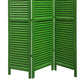 3 Panel Foldable Wooden Shutter Screen With Straight Legs, Green By Benzara | Room Divider |  Modishstore  - 5