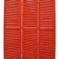 3 Panel Foldable Wooden Shutter Screen With Straight Legs, Red By Benzara | Room Divider |  Modishstore  - 4