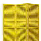 3 Panel Foldable Wooden Shutter Screen With Straight Legs, Yellow By Benzara | Room Divider |  Modishstore  - 3