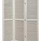 3 Panel Foldable Wooden Shutter Screen With Straight Legs, White By Benzara | Room Divider |  Modishstore  - 4