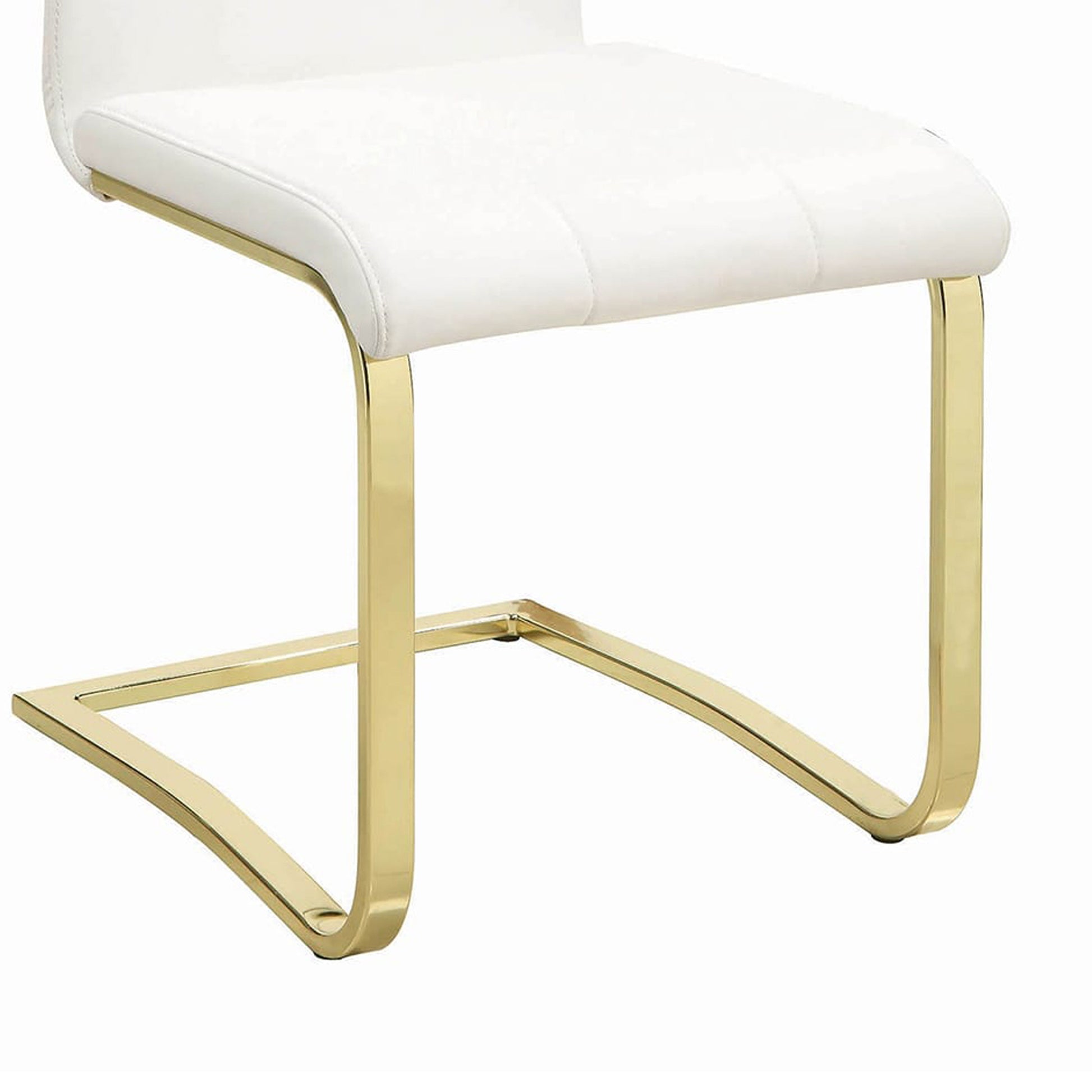 Leatherette Breuer Style Dining Chair, Set Of 4, White And Gold By Benzara | Dining Chairs | Modishstore - 4