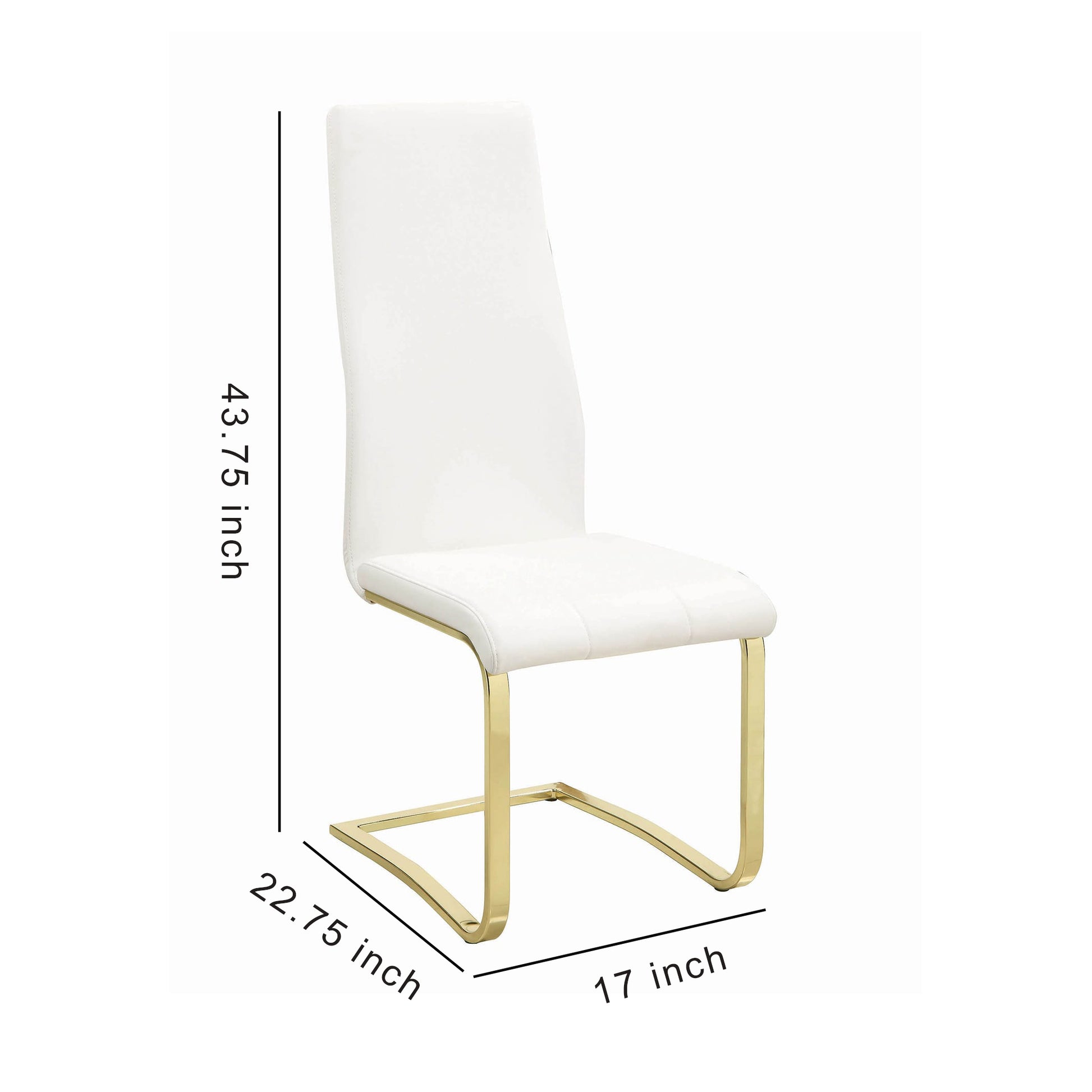 Leatherette Breuer Style Dining Chair, Set Of 4, White And Gold By Benzara | Dining Chairs | Modishstore - 5