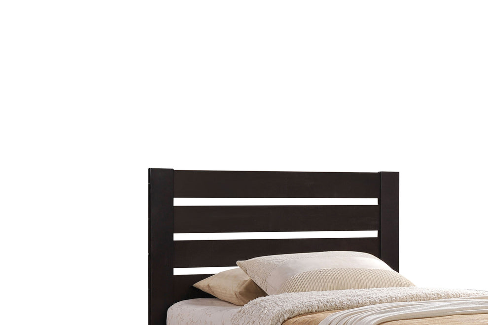 Contemporary Style Wooden Twin Size Bed With Slatted Headboard, Brown By Benzara | Beds | Modishstore - 2