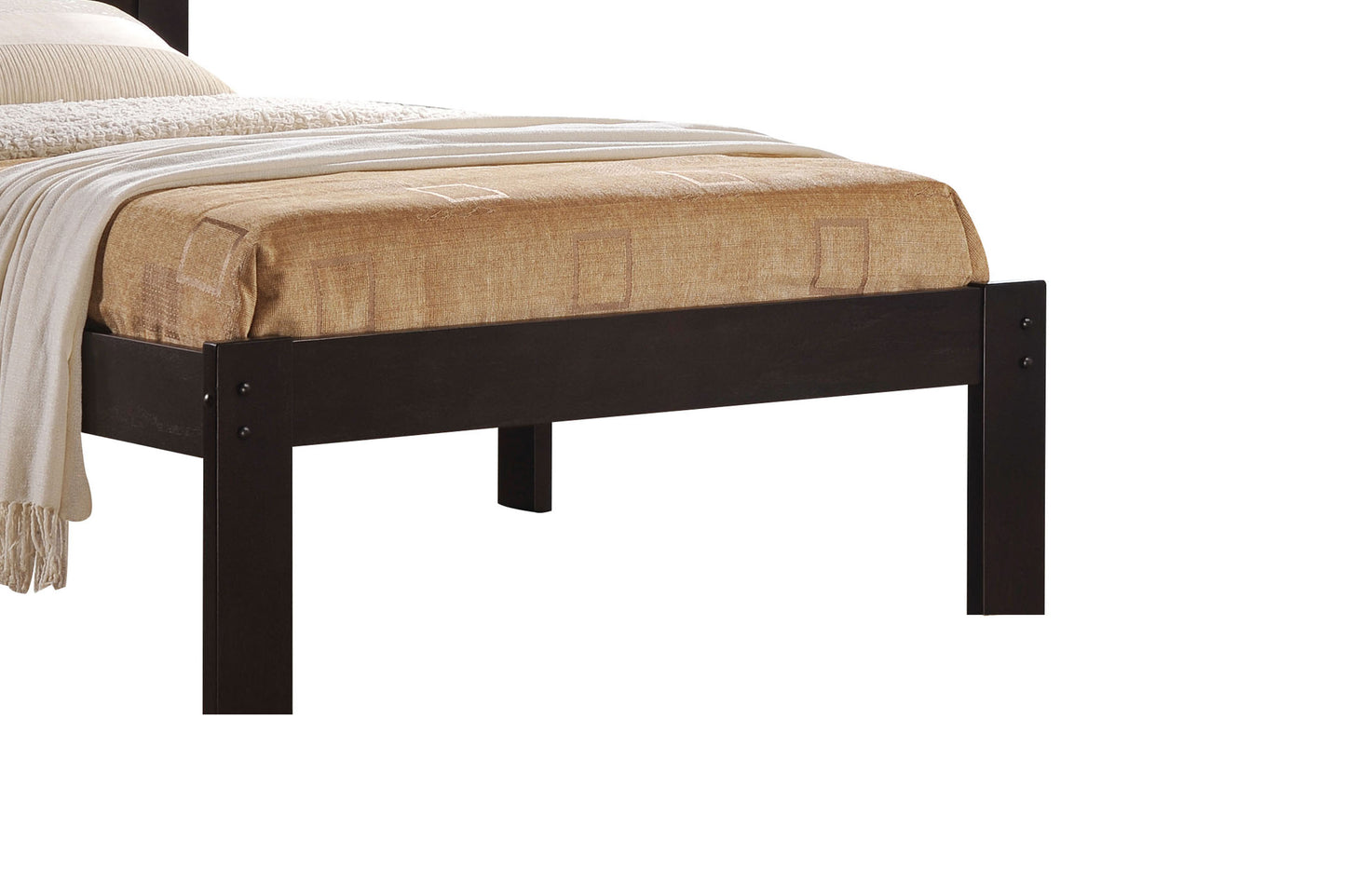 Contemporary Style Wooden Twin Size Bed With Slatted Headboard, Brown By Benzara | Beds | Modishstore - 3