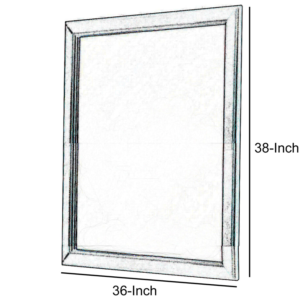 Transitional Style Mirror With Raised Wooden Frame, Brown And Silver By Benzara | Mirrors |  Modishstore  - 2