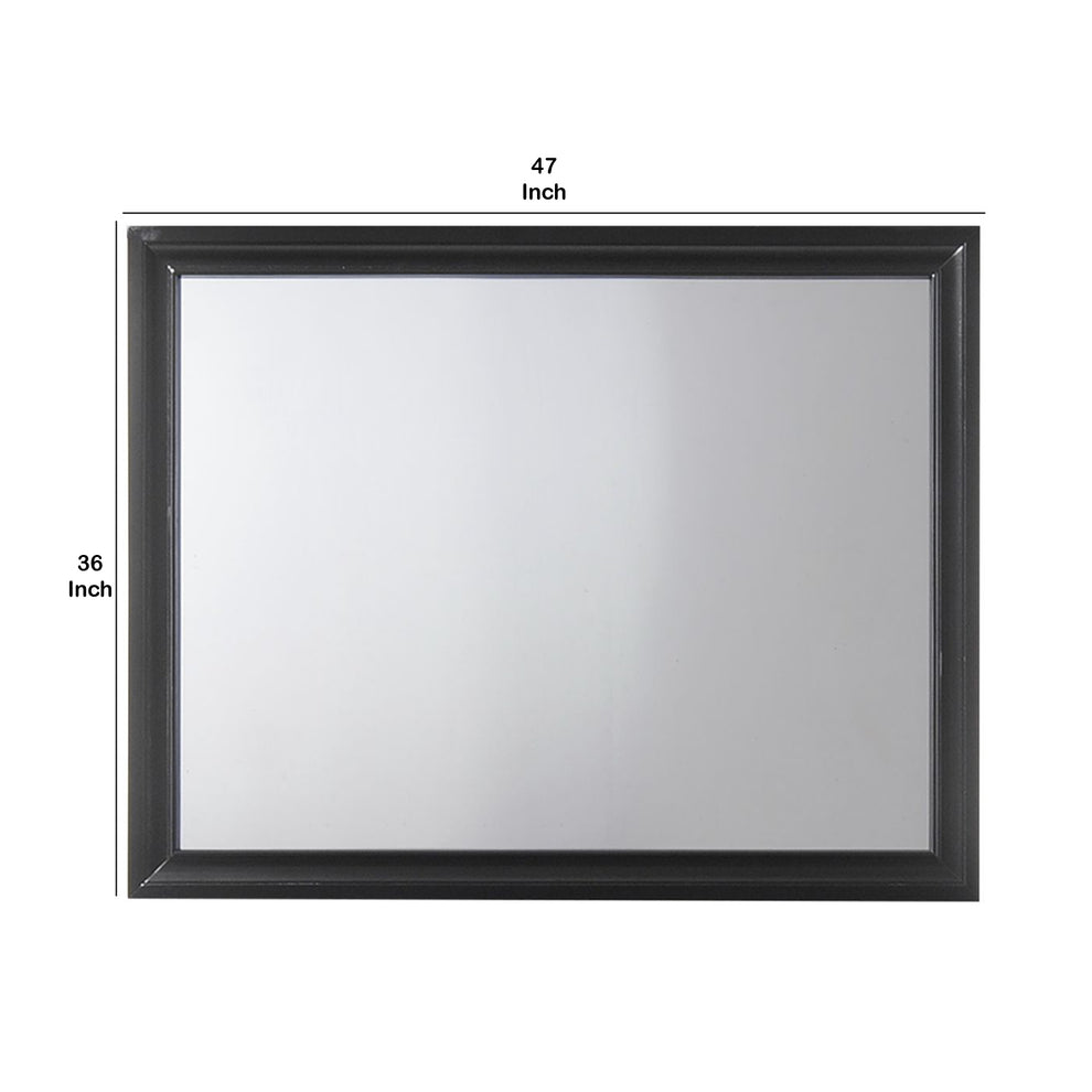 Contemporary Style Wooden Mirror With Raised Frame, Black By Benzara | Mirrors |  Modishstore  - 3