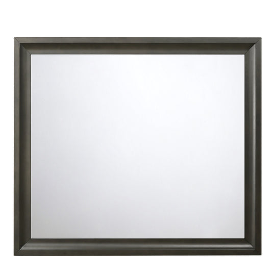 Contemporary Style Wooden Mirror With Raised Edge Framework, Gray By Benzara | Mirrors |  Modishstore 