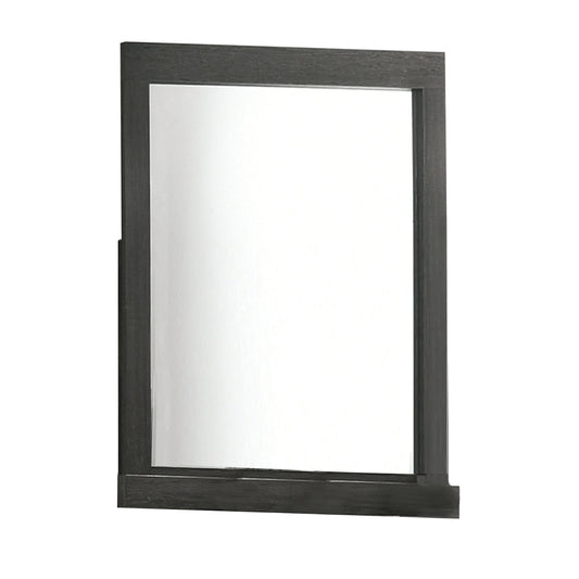 Rectangular Wooden Framed Mirror With Beveled Edge, Gray And Silver By Benzara | Mirrors |  Modishstore 