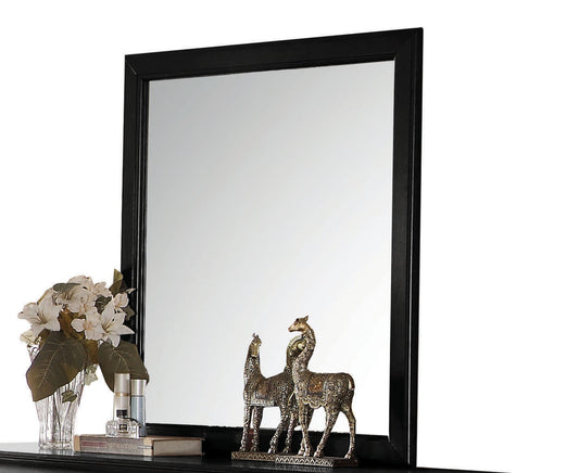 Transitional Style Mirror With Raised Wooden Frame, Black And Silver By Benzara | Mirrors |  Modishstore 