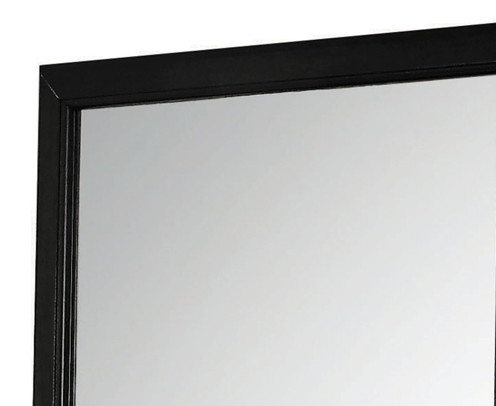 Transitional Style Mirror With Raised Wooden Frame, Black And Silver By Benzara | Mirrors |  Modishstore  - 4
