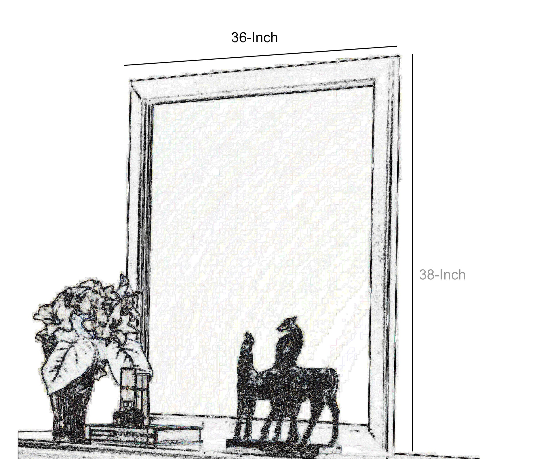 Transitional Style Mirror With Raised Wooden Frame, Black And Silver By Benzara | Mirrors |  Modishstore  - 2