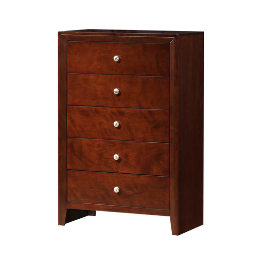 Contemporary Style Wooden Chest With 5 Storage Drawers, Brown By Benzara | Cabinets | Modishstore
