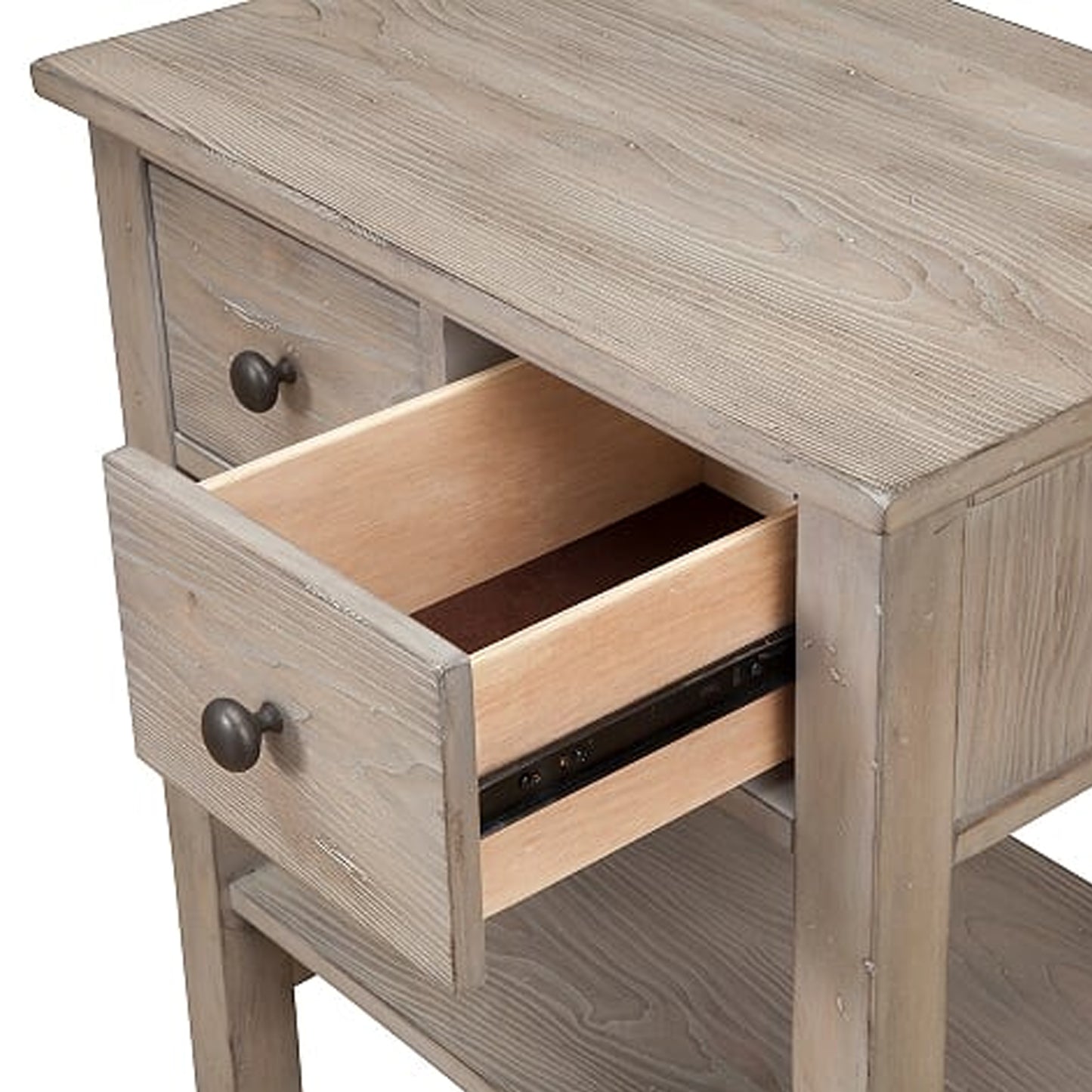 Transitional Nightstand With Two Drawers And Bottom Shelf, Gray By Benzara | Nightstands |  Modishstore  - 4