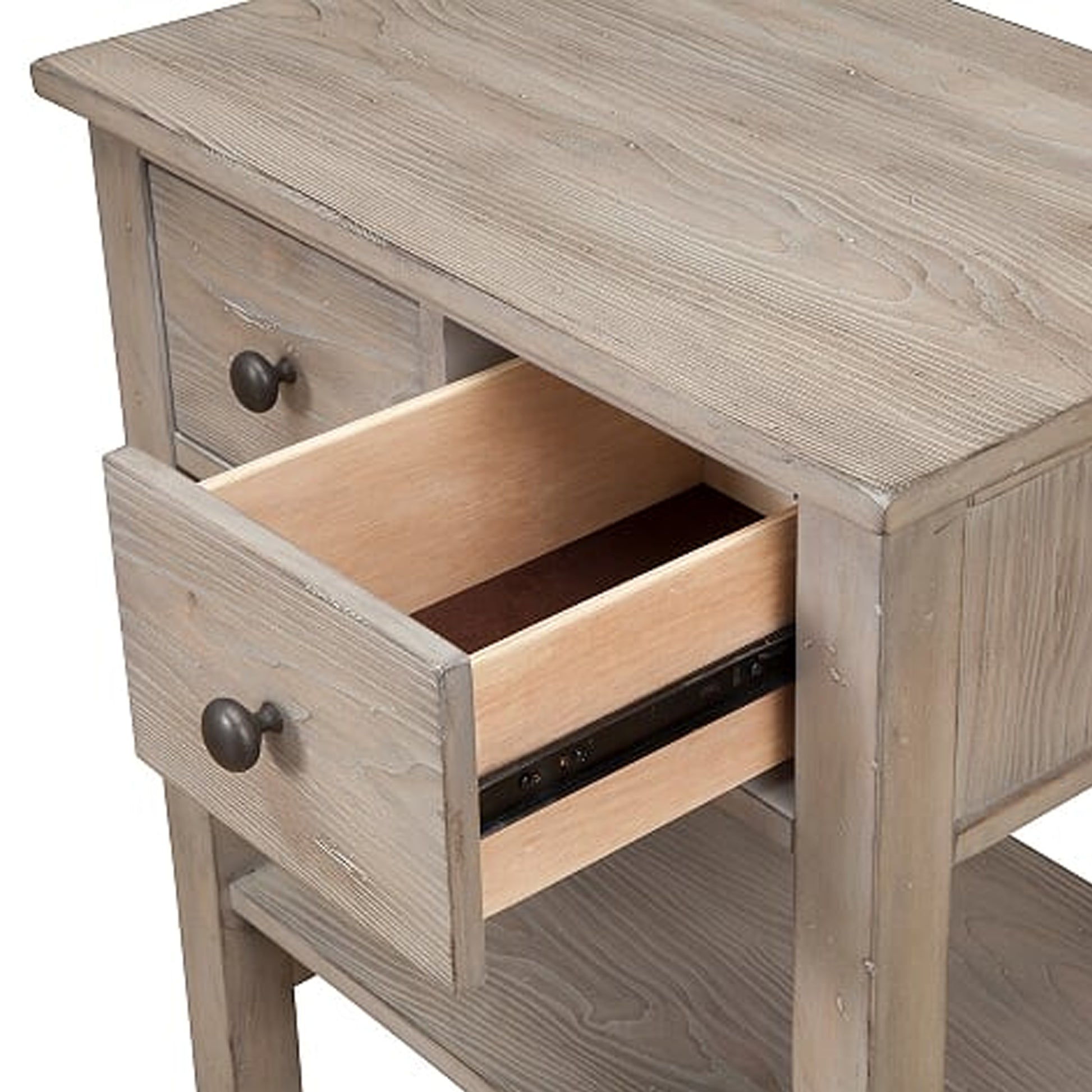 Transitional Nightstand With Two Drawers And Bottom Shelf, Gray By Benzara | Nightstands |  Modishstore  - 4